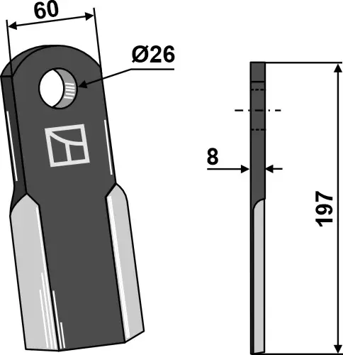 Rak kniv til Tortella 197 x 60 mm - Tykkelse 8 mm 