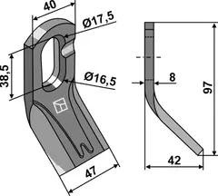 Y-kniv til Lagarde og Noremat Lengde 97 mm, Bredde 40 mm
