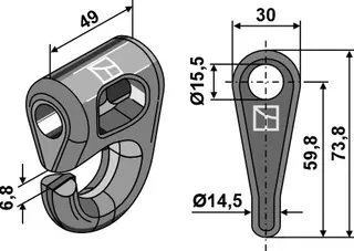 Sjakel - raskt byttesystem Høyde 73,8 mm, bredde 49 mm