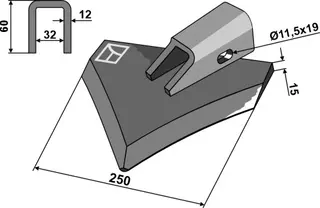 Spade-blader til Imants Hole: 11,5x19, Bredde: 250
