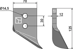 Gravskjær til Maletti Lengde 125mm, hull 14,5mm