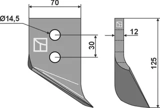 Gravskjær til Maletti Lengde 125mm, hull 14,5mm