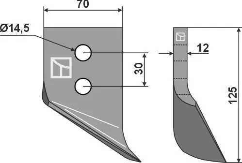 Gravskjær til Maletti Lengde 125mm, hull 14,5mm 