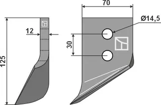 Gravskjær til Maletti Lengde: 125 mm, Hull: 14,5 mm