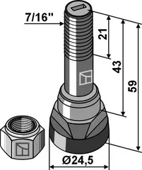 Stubbebrytertenner Ø24,5 Lengde 59mm, 7/16'' gjenger