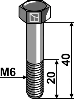 Bolt M6X40 til ukjent merke M6 gjenge, 40 mm lengde