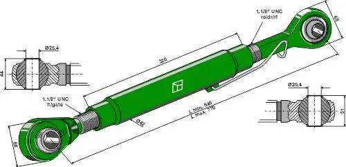 Overlenke til John Deere Lengde 540 mm - Kategori II 