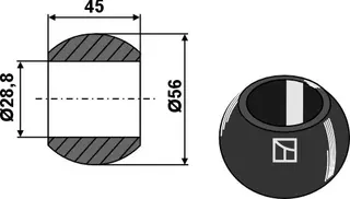 Kule for underkobling - BLACK LINE Ø 56mm, bredde 45mm, Cat. II