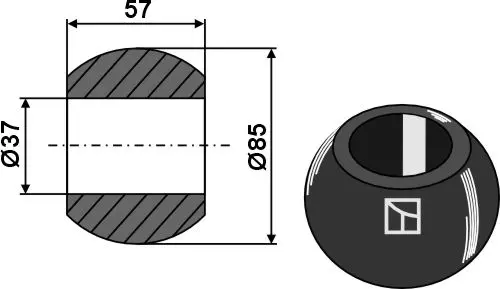Kule for underlenker - BLACK LINE Diameter 85mm, Bredde 57mm 