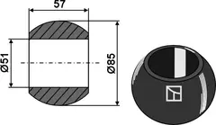 Kule for underlenker - BLACK LINE Ø 85 mm, B 57 mm, Cat. IV
