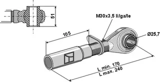 Stabilizer til ukjent merke 95: 170, 96: 240, M30x3,5