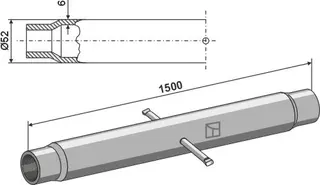 Tube M36x3 L: 1500mm, Ø: 52mm, T: 6mm