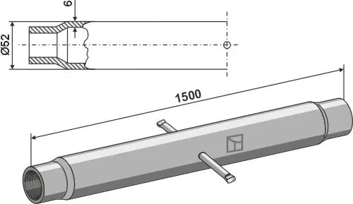 Tube M36x3 L: 1500mm, Ø: 52mm, T: 6mm 