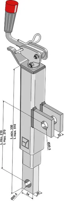 Lever for dybdejustering Mål 95: 350 mm, Mål 96: 510 mm 