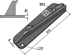 Disperser vinge - Strautmann Ø13, 374mm lengde, 10mm tykkelse
