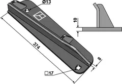 Disperser vinge til Strautmann Ø13, lengde 374 mm, tykkelse 10 mm