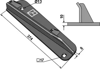 Disperser vinge til Strautmann Ø13, lengde 374 mm, tykkelse 10 mm