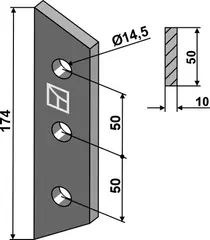 Bolt-on tine til Strautmann Lengde 174mm, hull 14,5mm