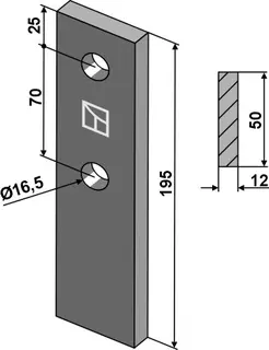 Bolt-on tine til Jeantil L:195mm, H:16,5mm, B:50mm