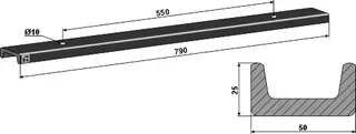 Skrapeskinne til Strautmann U-profil 50x25, lengde 790mm
