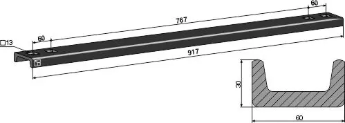 Skrapeskinne til Strautmann Lengde 917mm, høyde 30mm 