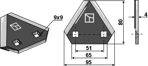 Fôrmikserkniv til Audureau 80 x 95 mm - Type DURAFACE 