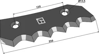 Fôrmikserkniv hull 13,5, avst. 130