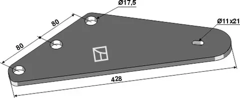 Support plate til van Lengerich L: 428mm, hull: 17,5mm