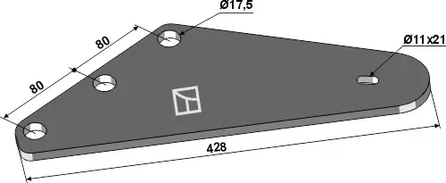 Support plate til van Lengerich L: 428mm, hull: 17,5mm 