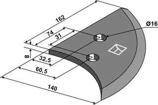 Fôrblanderkniver til Storti Lengde 162mm, hull 16mm