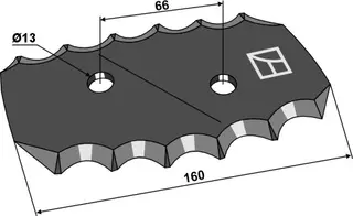 Fôrblanderkniv til Mutti Lengde 160 mm, hull 13 mm