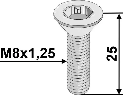 Hexagon socket screw - Ukjent merke Lengde: 25mm, M8x1,25 