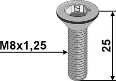 Hexagon socket screw M8x1,25, lengde 25 mm
