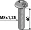 Skru M8x1,25x40 med mutter Lengde 40 mm, kvalitet 8.8