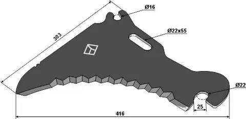 Pickupvognkniv 416 mm Til Mengele Rotobull