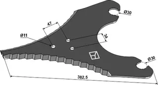 Silagekniv til Strautmann Lengde 382,5mm, Giga Vitesse