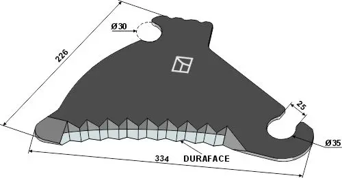 Rundballekniv til Krone L: 334mm, B: 226mm, T: 5mm 