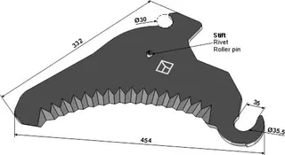 Silage kniv til Krone Lengde 454mm, Krone MX 330-400