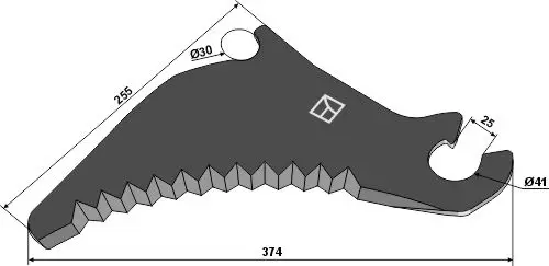 Kniv til Claas Rundballepresser Lengde 374mm, Quadrant 5200RC 