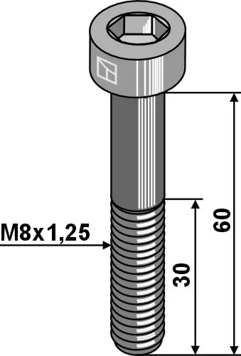 Hexagon socket bolt M8x1,25 M8x1,25, 60mm lengde 