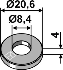 Vaskemaskin Ø20,6x4 til Bergmann Ø20,6, tykkelse 4, hull Ø8,4