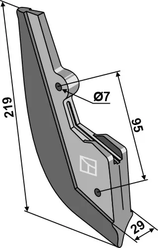 Såskjær til Kuhn L: 219mm, hull: 7mm, 95mm 