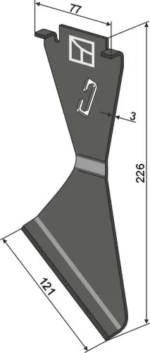 Avskraper til Väderstad Lengde 226mm, Bredde 77mm 
