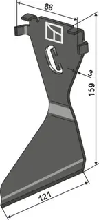 Avskraper til Väderstad L: 159mm, B: 86mm, T: 3mm