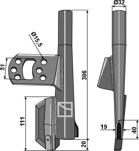 Såskjær til Väderstad Hole: 15,5, Lengde: 326 mm 