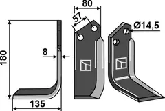 Kniv til Breviglieri 180 x 80 mm - 8 mm tykkelse