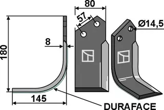 Freserkniv 108x80 mm venstre Duraface hull 14,5, avst. 57