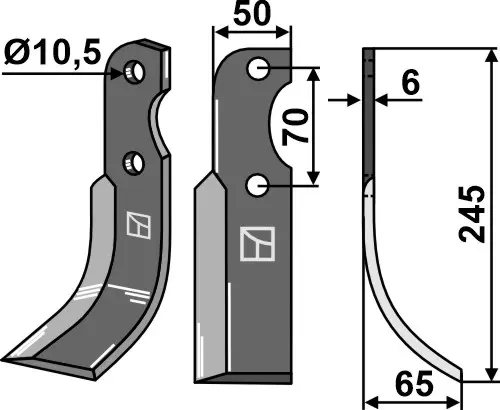 Kniv til Brumital-Agris 245 x 50 mm - 10,5 hull 