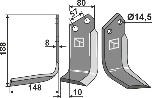Kniv til Celli 188 x 80 mm - 14,5 hull 