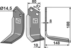 Kniv til Celli 188 x 80 mm - 14,5 hull